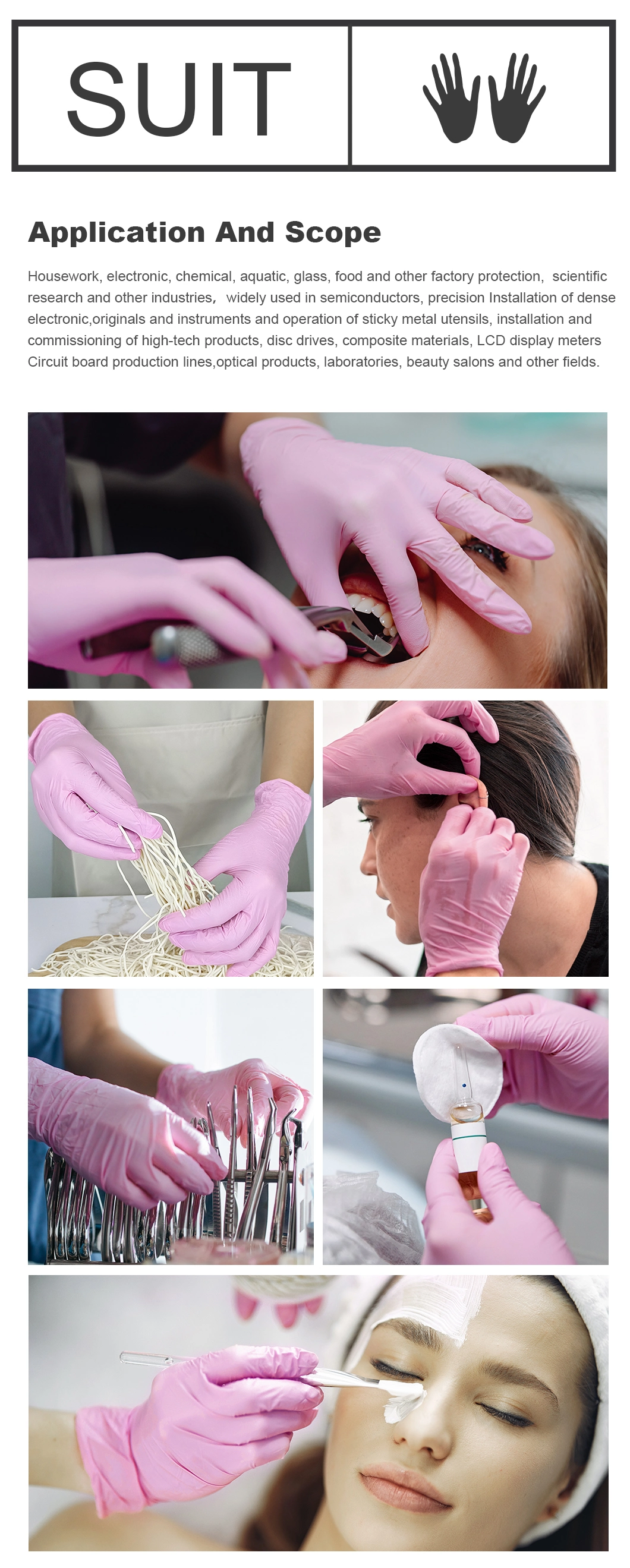 CE FDA Gloves Disposable Powder-Free Inspection Anti-Pollution Industrial Examination Protective Non Medical Working Blue/White/Black Nitrile Gloves