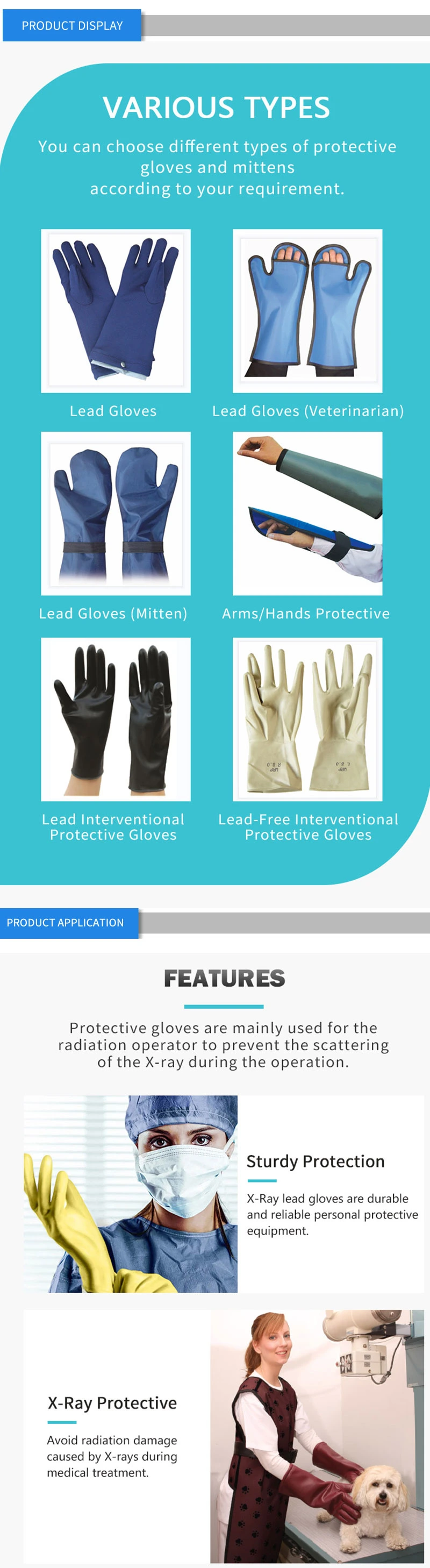 X-ray Gloves Quality Assured 0.35mmpb 0.50mmpb Ysx1521 X-ray Medical