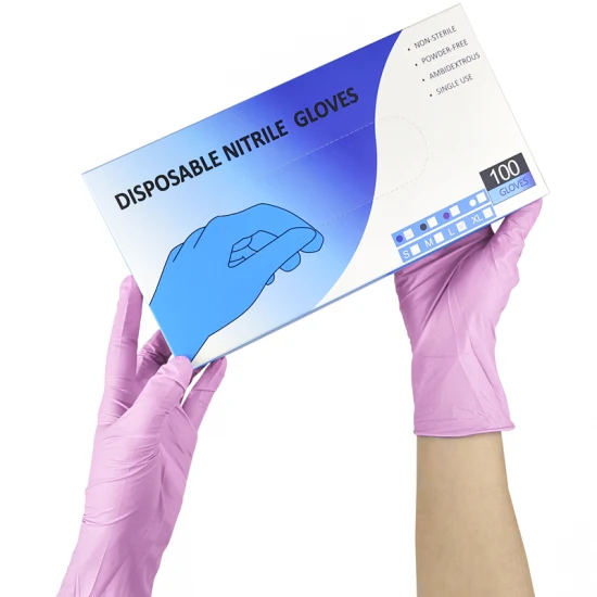 Gants CE FDA jetables sans poudre Inspection anti-pollution examen industriel protection travail non médical bleu/blanc/noir gants en nitrile