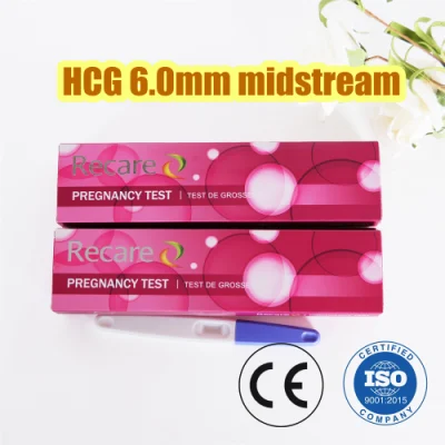 Test de grossesse en une étape Test de grossesse en or colloïdal d'urine HCG le plus précis Midstream